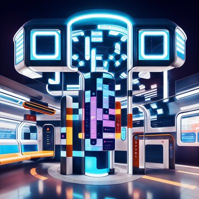 Futuristic Transit Station Retrofuturism QR Code for Posters