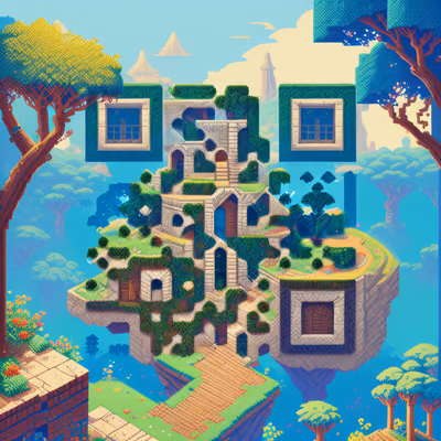 Пиксель-арт руины потерянного острова: QR-код для постеров — изображение 1