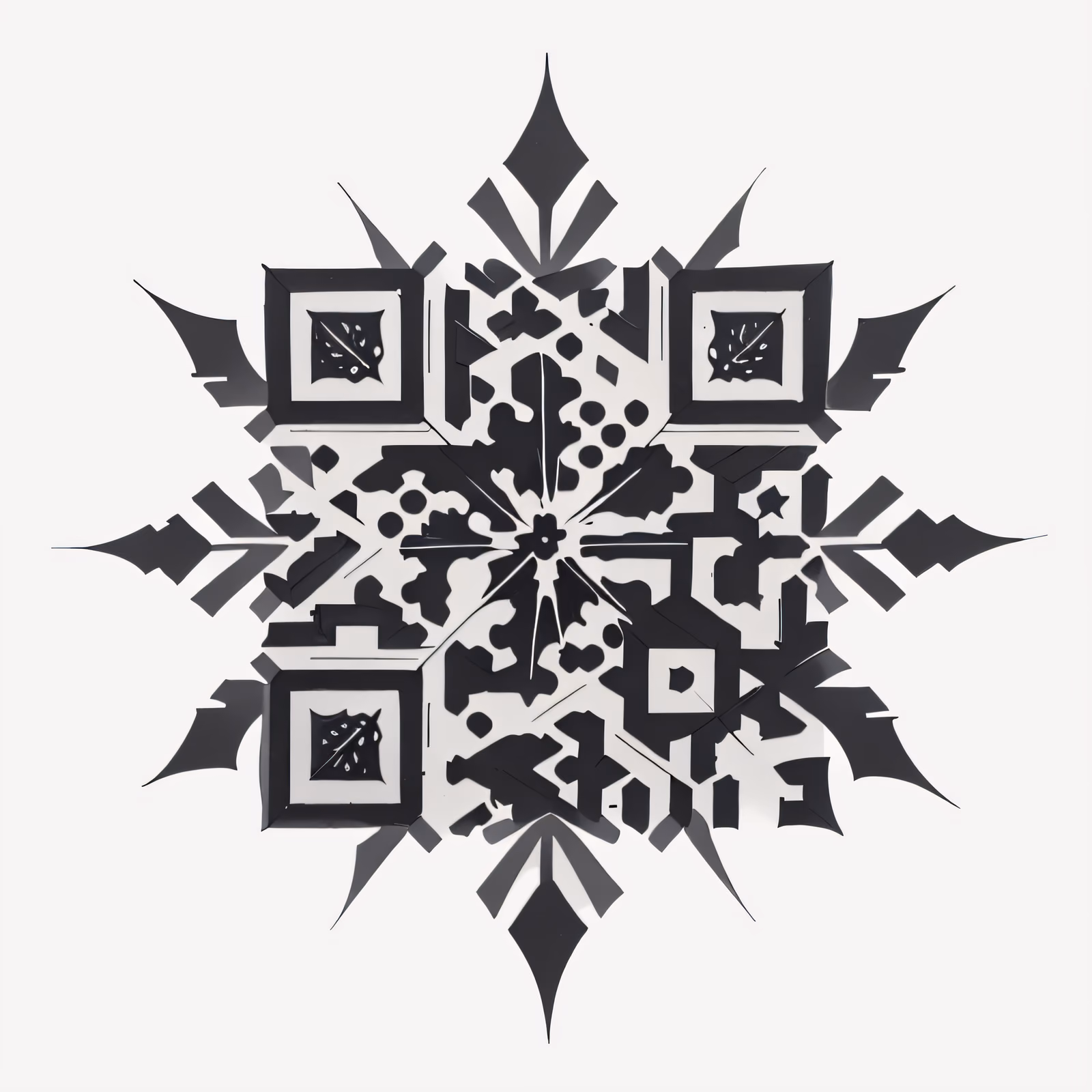 雪花纹身图案二维码设计，适用于服饰 — 图片 1