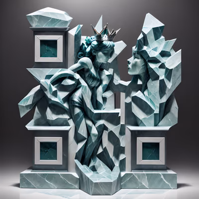 Faceted Marble Queen Sculpture QR Code Art — image 1