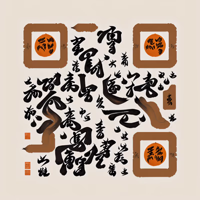 毛笔书法墨字二维码艺术 — 图片 1