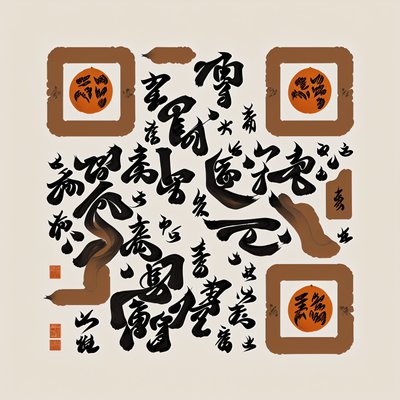 Каллиграфия тушью, иероглифы кистью: QR-код