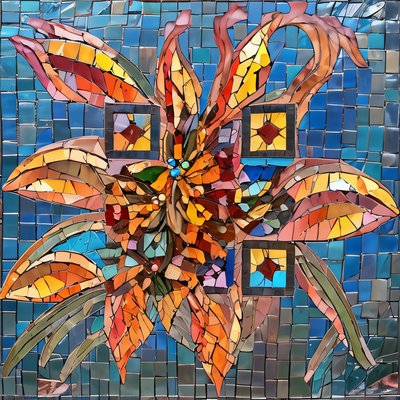 Orange Flower Tile Mosaic QR Code Art