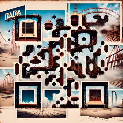 Abandoned Carnival Surreal Collage QR Code for Posters — image 1