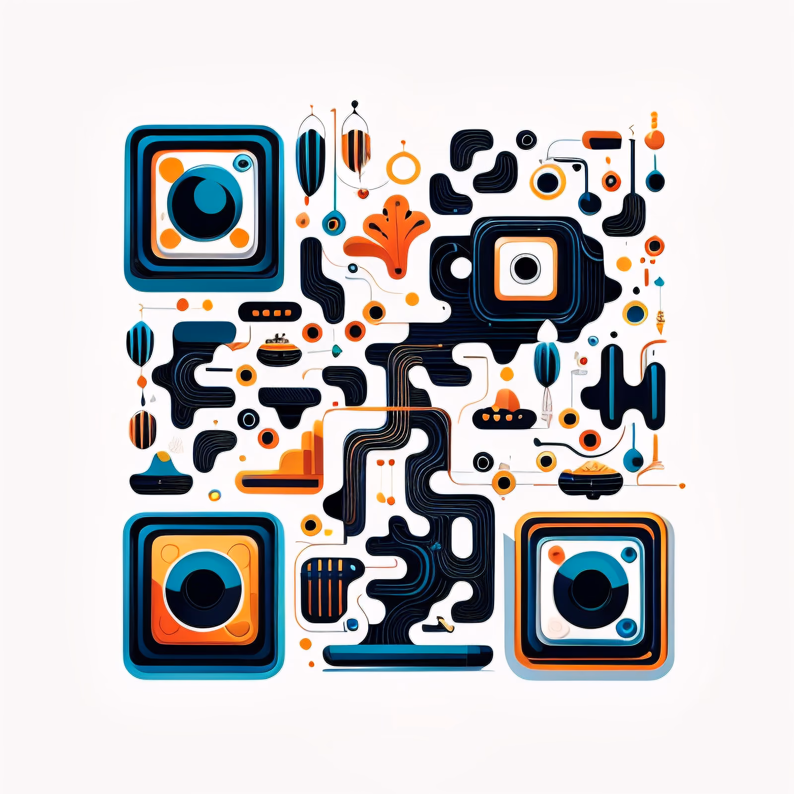 Abstract Teal Orange Vector Shapes QR Code for Posters — image 1