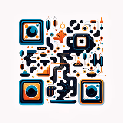 Abstract Teal Orange Vector Shapes QR Code for Posters — image 1