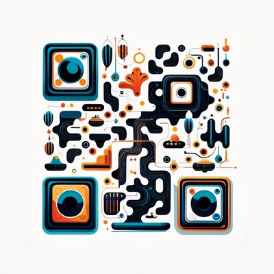 Abstract Teal Orange Vector Shapes QR Code for Posters