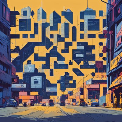 Городская улица в стиле обложки комикса: QR-код для постеров