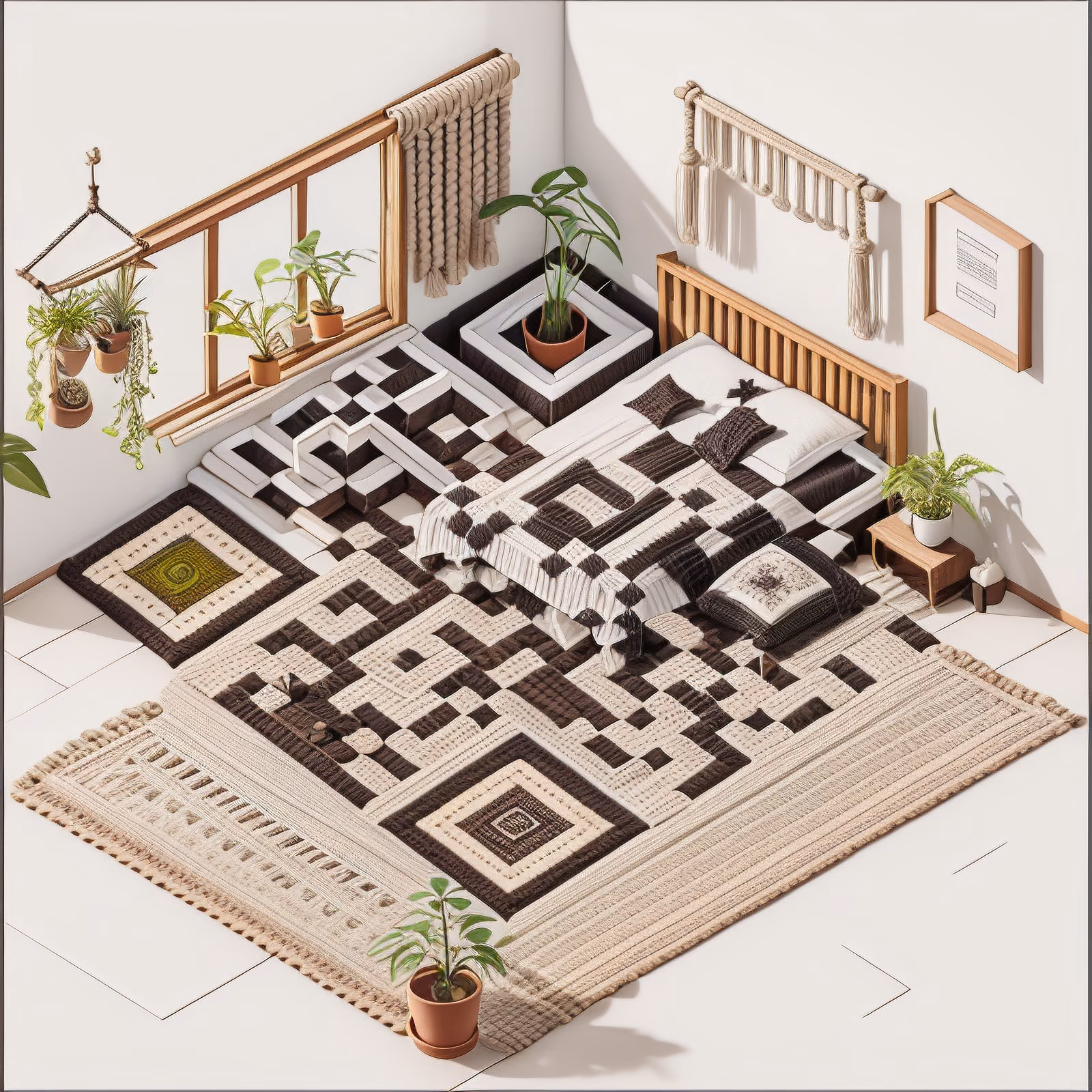 Isometric Bohemian Bedroom QR Code Art — image 1