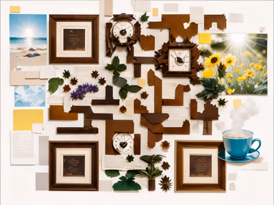 Clocks and Sunflowers Paper Collage QR Code Art — image 1