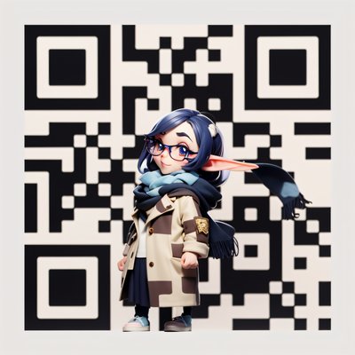 Chibi Elf Girl 3D Anime QR Code for Stickers