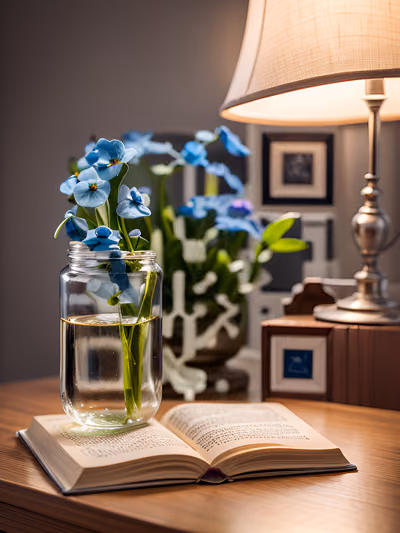 Blue Forget-Me-Nots Bedside Photo QR Code Art — image 1