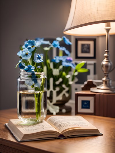Blue Forget-Me-Nots Bedside Photo QR Code Art
