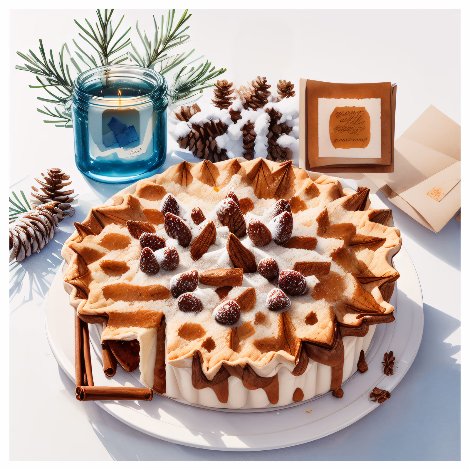 Holiday Pie Watercolor QR Code for Greeting Cards — image 1