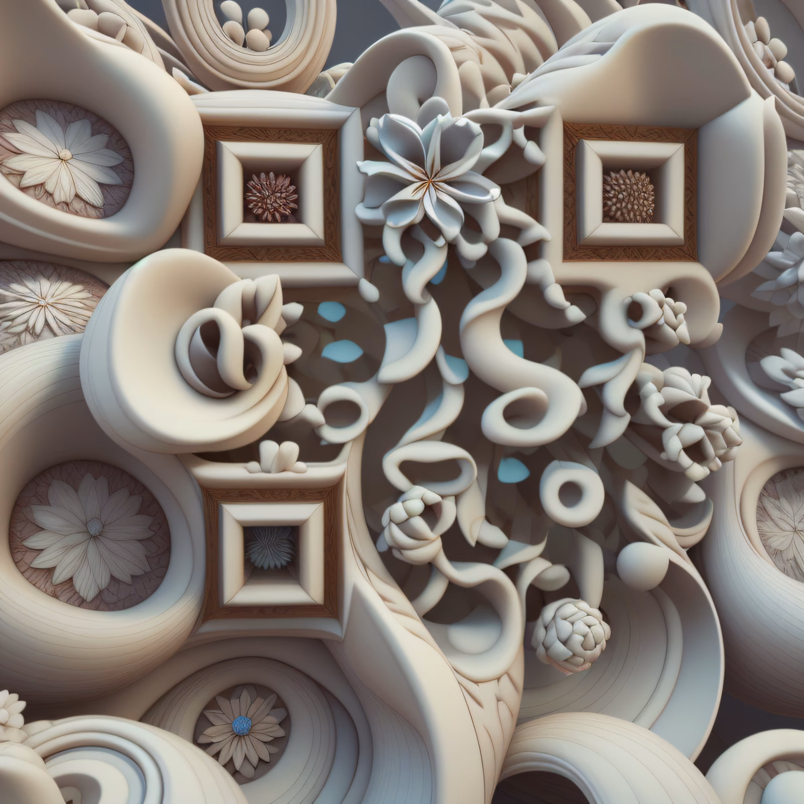 Sculpted Floral Relief 3D QR Code Art — image 1