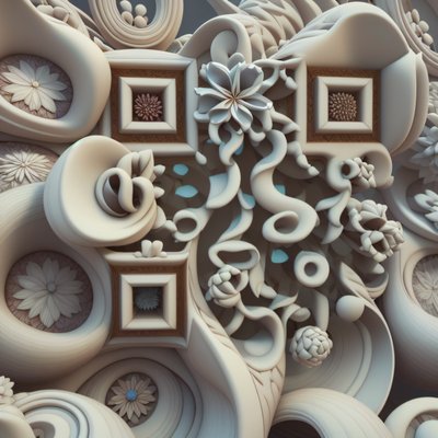 Sculpted Floral Relief 3D QR Code Art