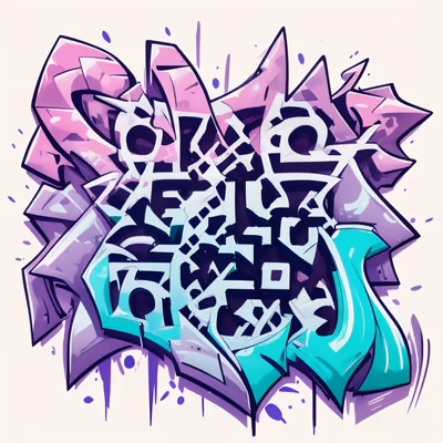 Pastel Wildstyle Graffiti Lettering Abstract QR Code for Stickers — image 1