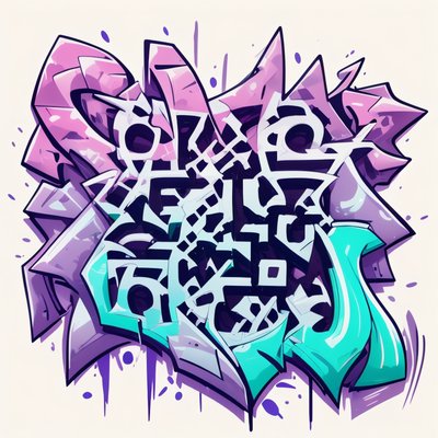 Pastel Wildstyle Graffiti Lettering Abstract QR Code for Stickers