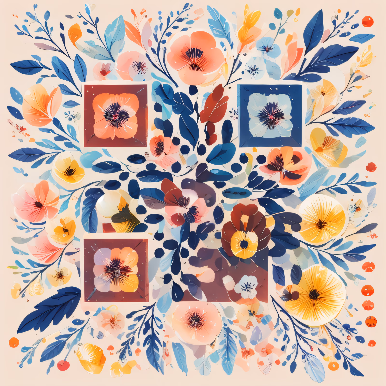 Pansy Floral Vector QR Code for Stickers — image 1