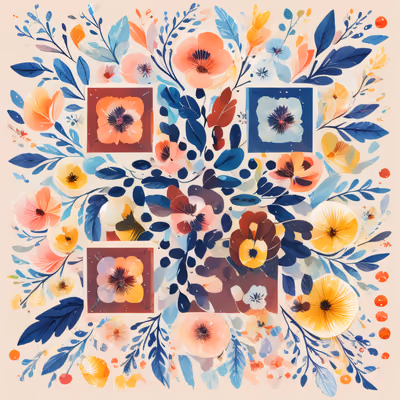 Pansy Floral Vector QR Code for Stickers — image 1