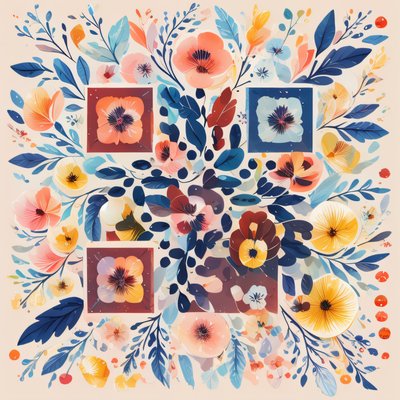 Pansy Floral Vector QR Code for Stickers
