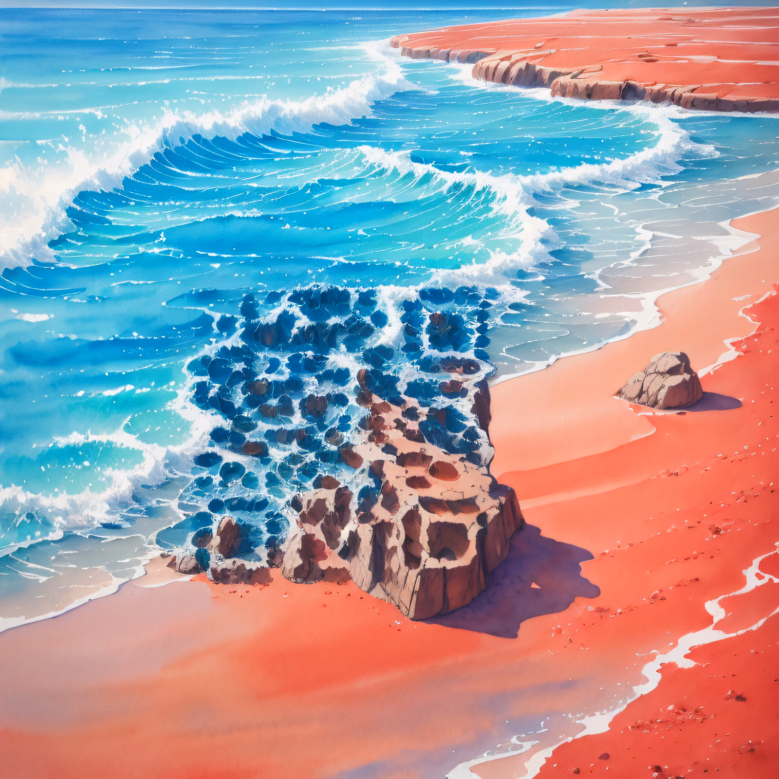 红沙滩水彩二维码艺术 — 图片 1