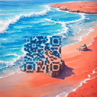 红沙滩水彩二维码艺术 — 图片 1