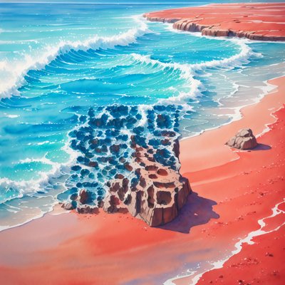 Red Sand Beach Watercolor QR Code Art