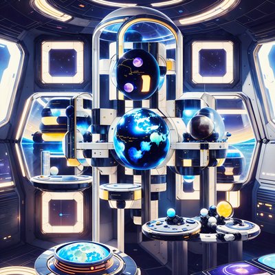 Ретрофутуристическая обсерватория космической станции: QR-код для постеров