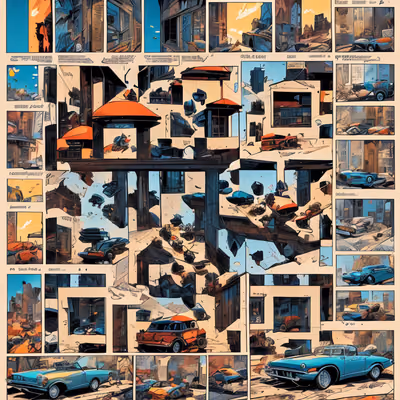 Comic Panel Car City Illustration QR Code for Posters — image 1