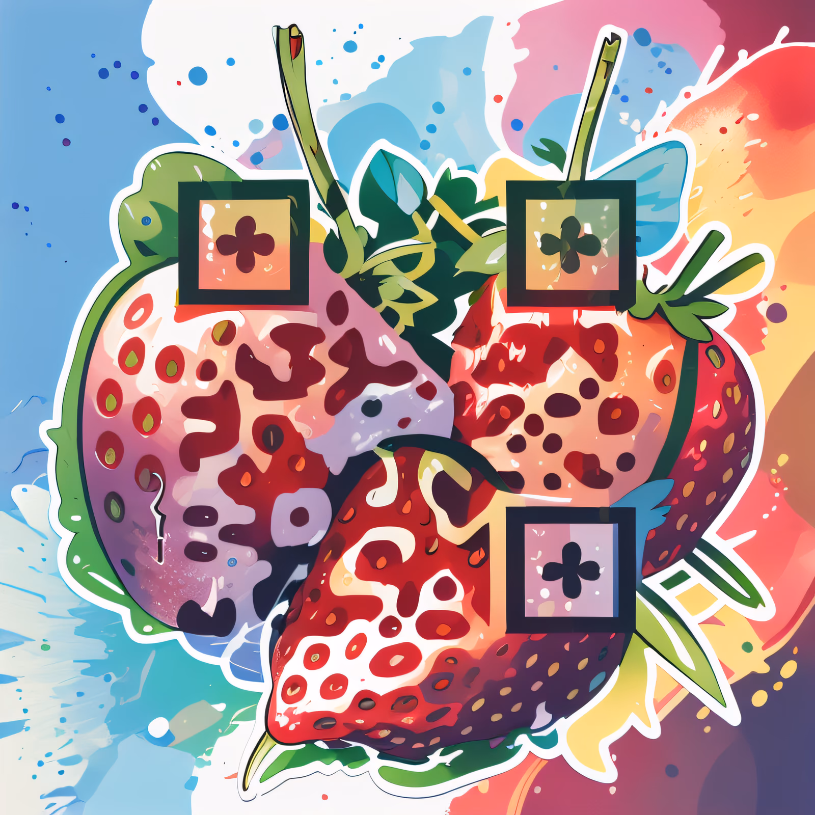 Strawberry Vector Sticker QR Code for Stickers — image 1