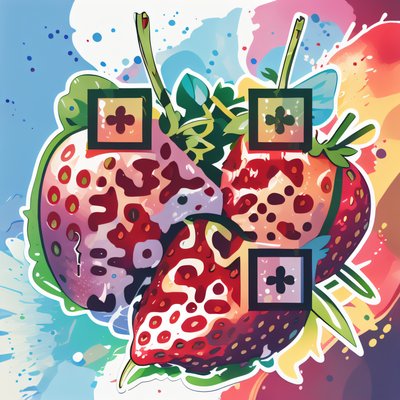 Strawberry Vector Sticker QR Code for Stickers