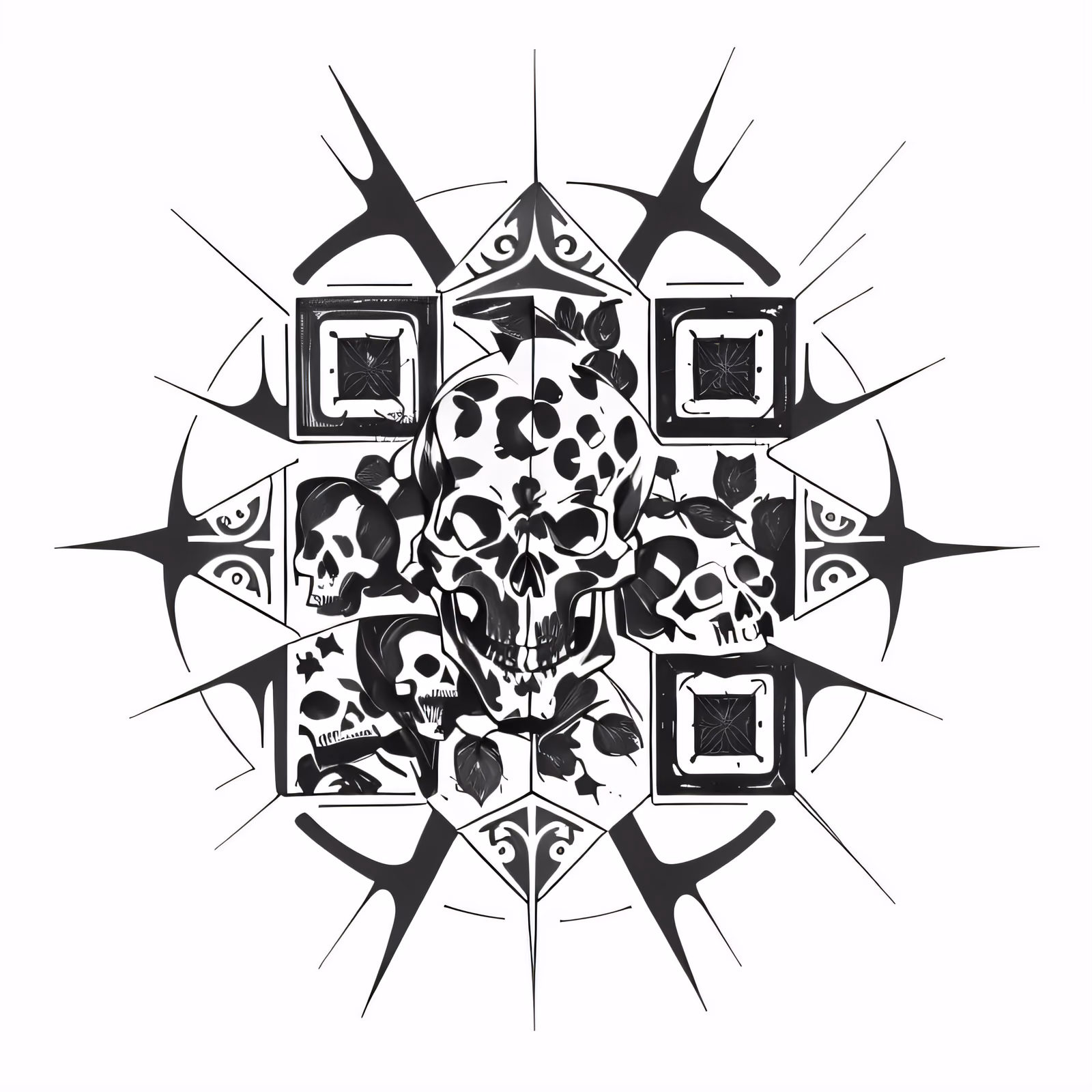 Skull Geometric Tattoo Ink QR Code for Temporary Tattoos — image 1