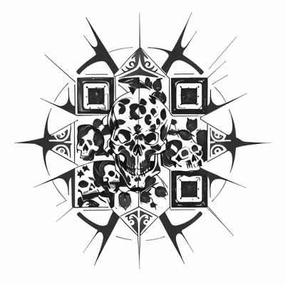 Skull Geometric Tattoo Ink QR Code for Temporary Tattoos — image 1